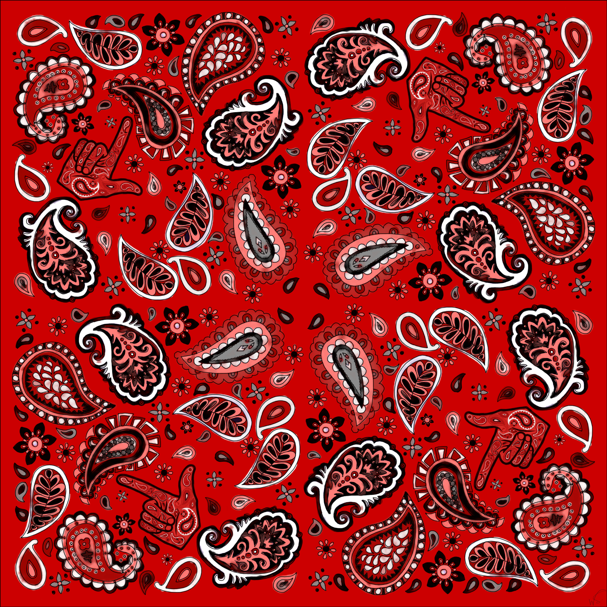 Black Scarlett Paisley Pocket Square
