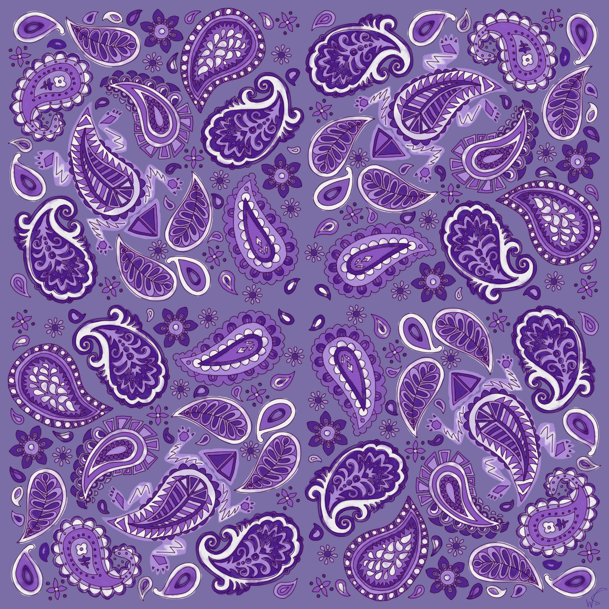 Purple Paisley Pocket Square