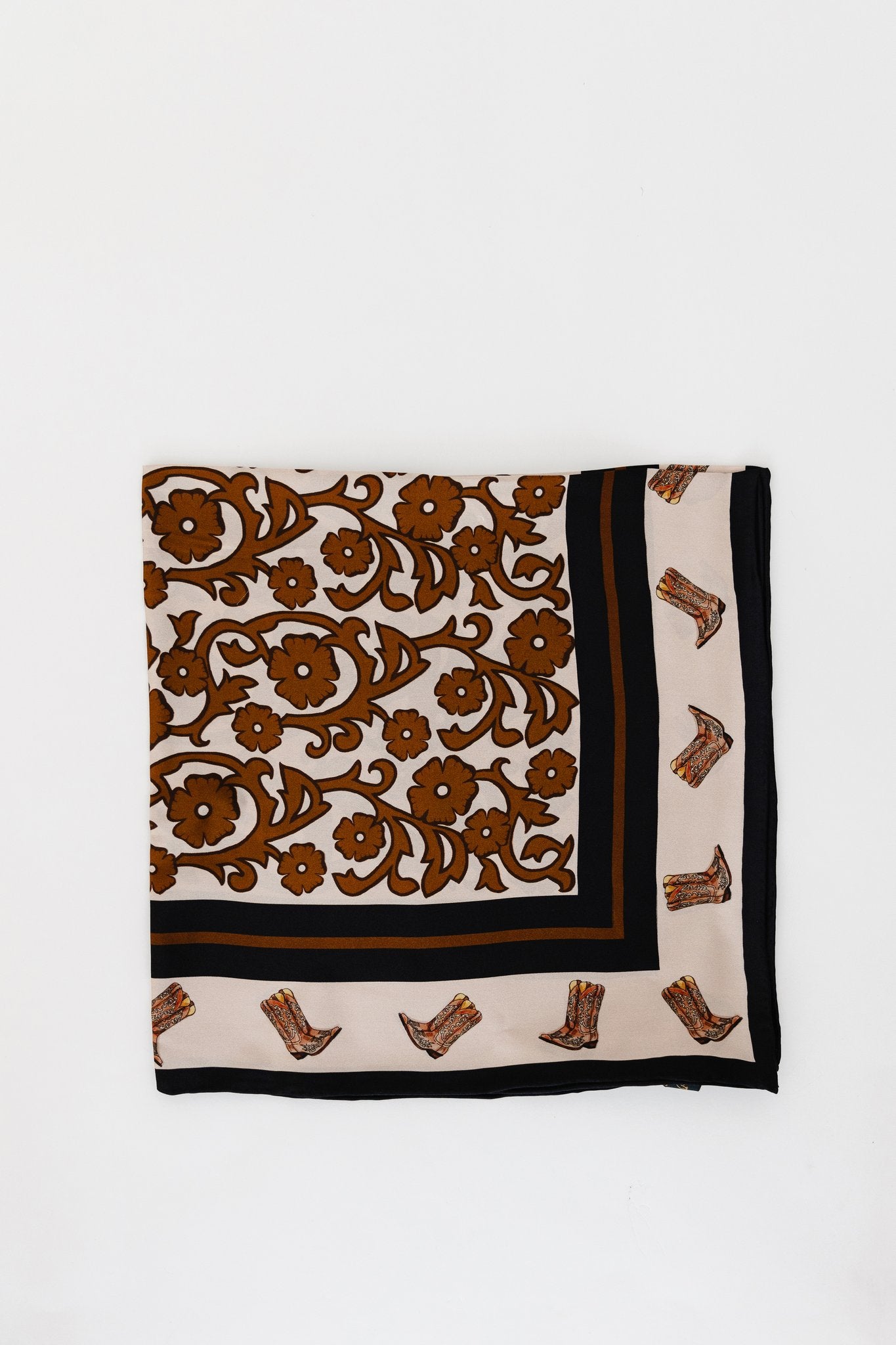 Brown Western Floral Scarf