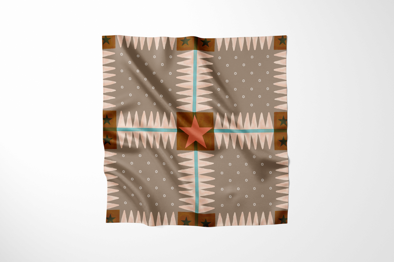 Frontier Star — Medium Silk Scarf (Saddle Dust)