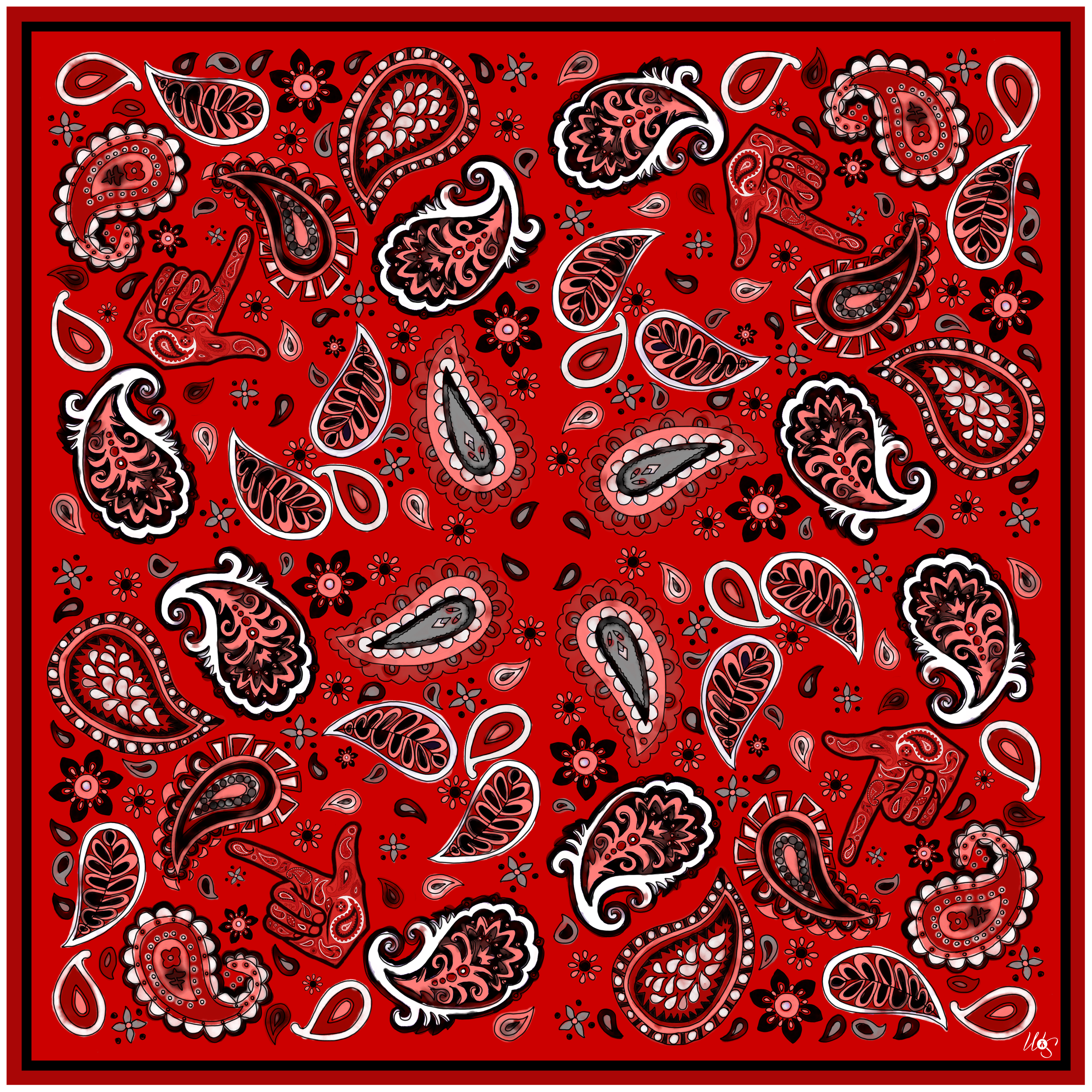 Black Scarlett Paisley Pocket Square