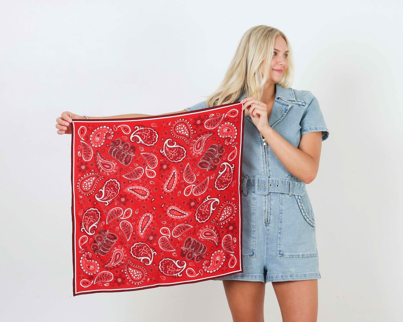 Crimson Cream Paisley Scarf