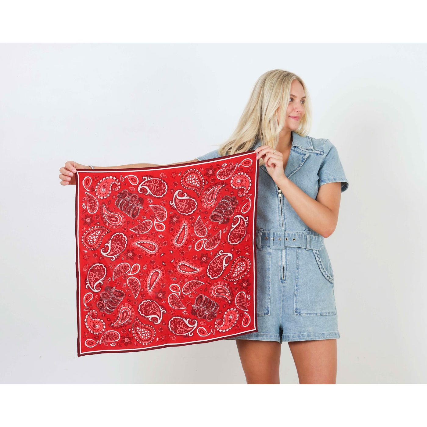 Crimson Cream Paisley Scarf