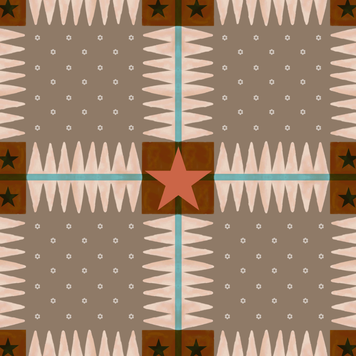 Frontier Star — Medium Silk Scarf (Saddle Dust)