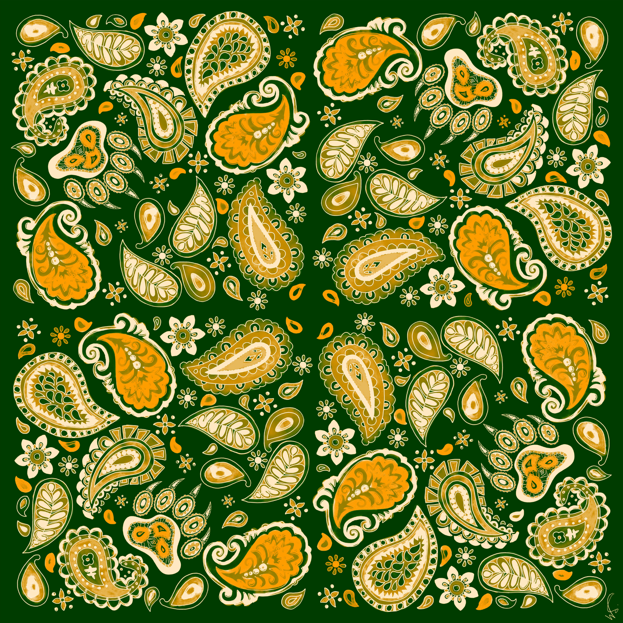 Bear Paw Paisley Pocket Square