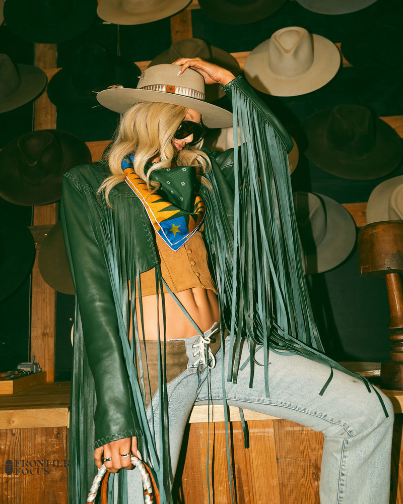 Frontier Star — Medium Silk Scarf (Midnight Range)