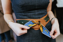 Wild Silks Reversible Leather Belt — Tooled Tan & Cream