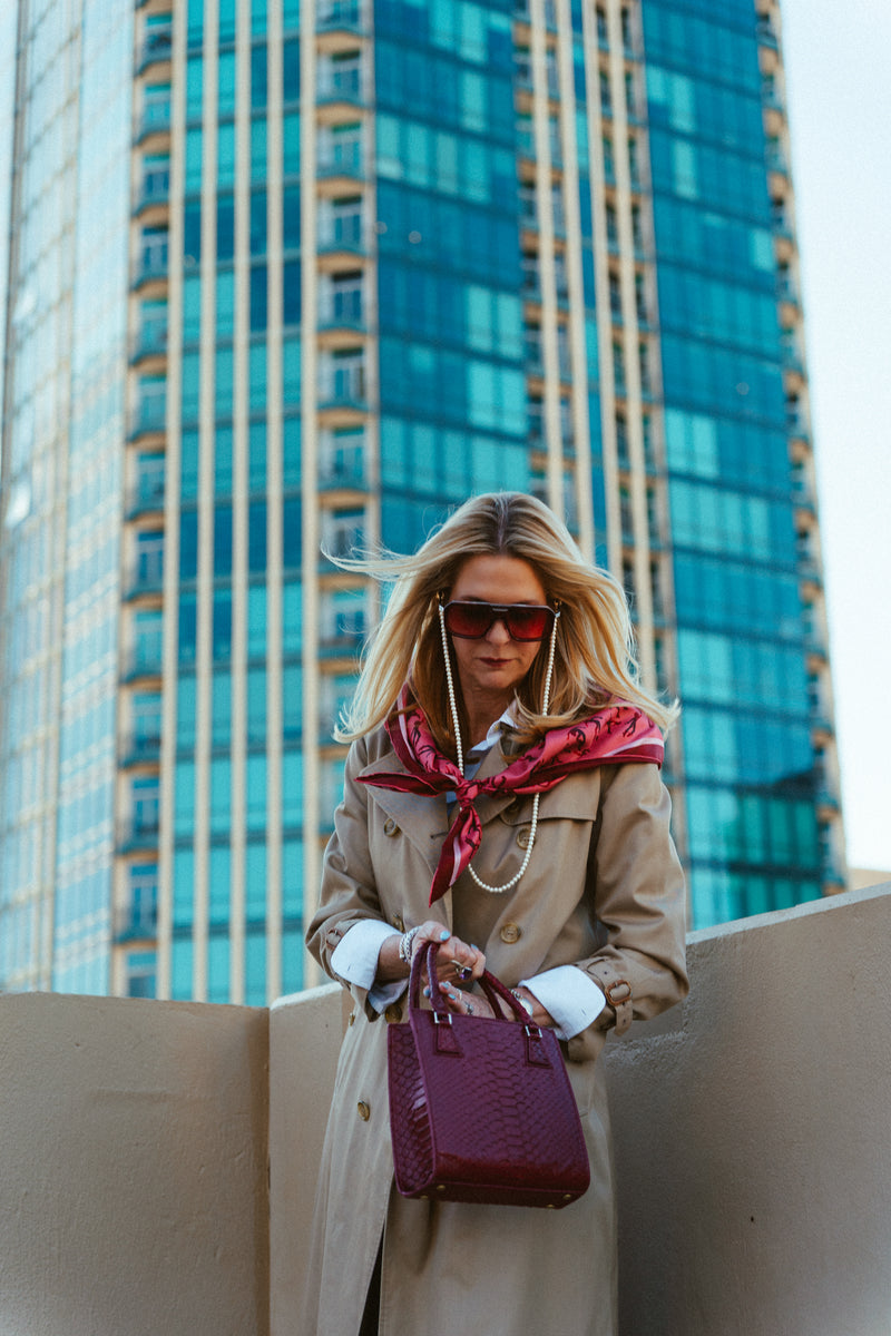 The Two-Step — Medium Silk Scarf (Wine)