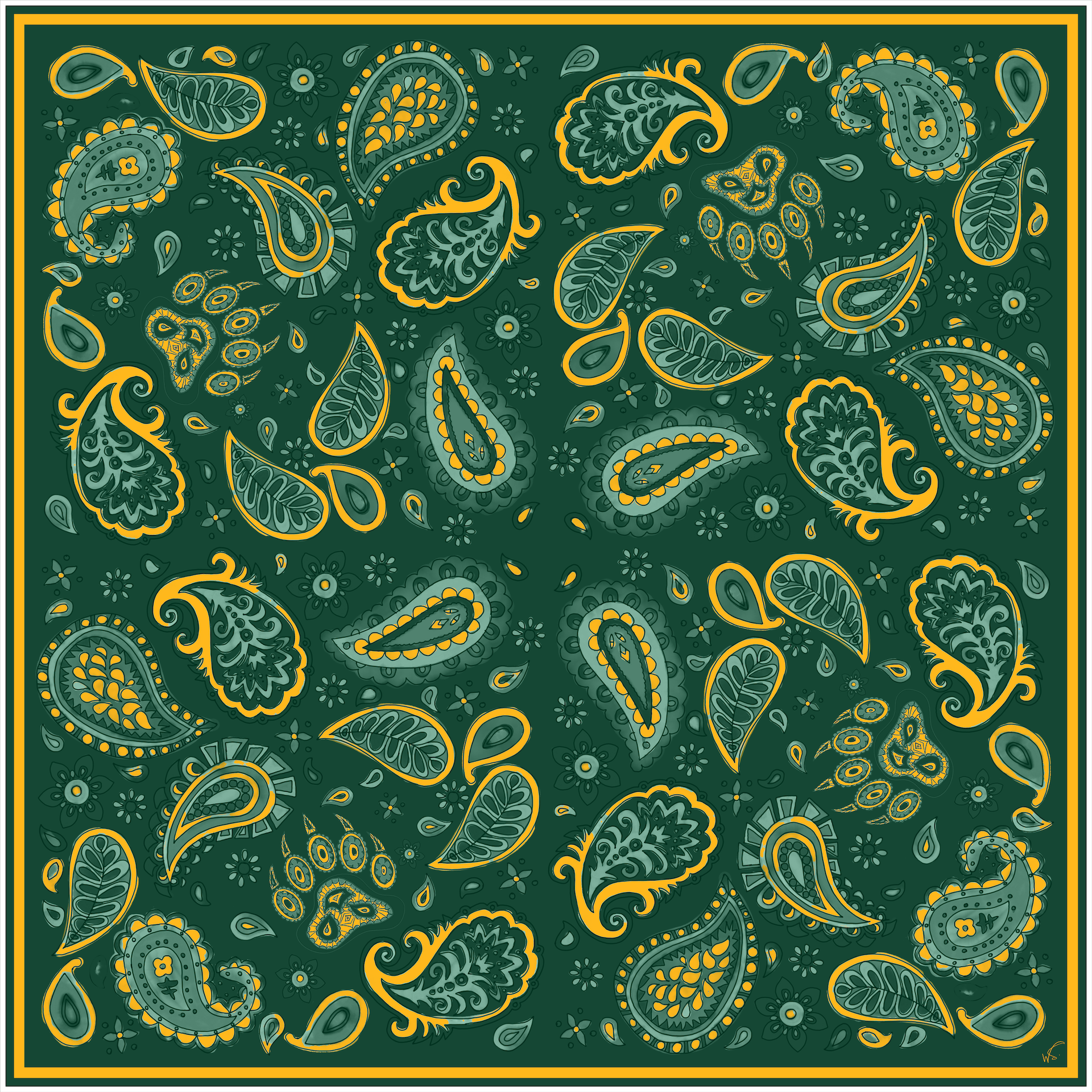 Green Bear Paw Paisley – Bougie Bandana