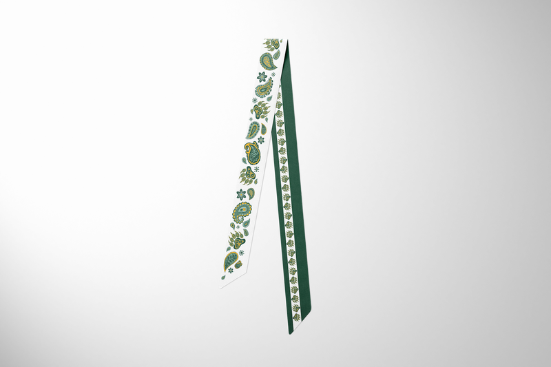 Green Bear Paw Paisley Silky (Skinny Scarf)