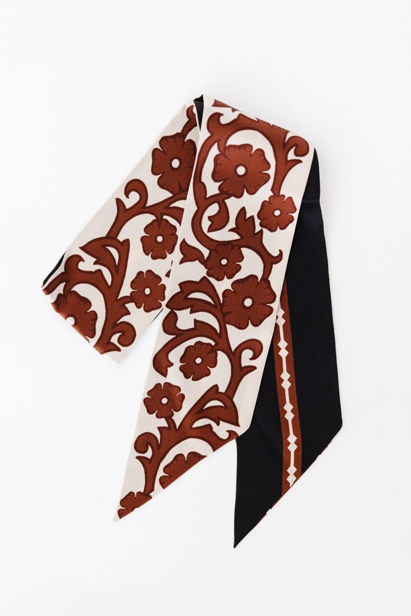Western Floral Black and Brown Silky