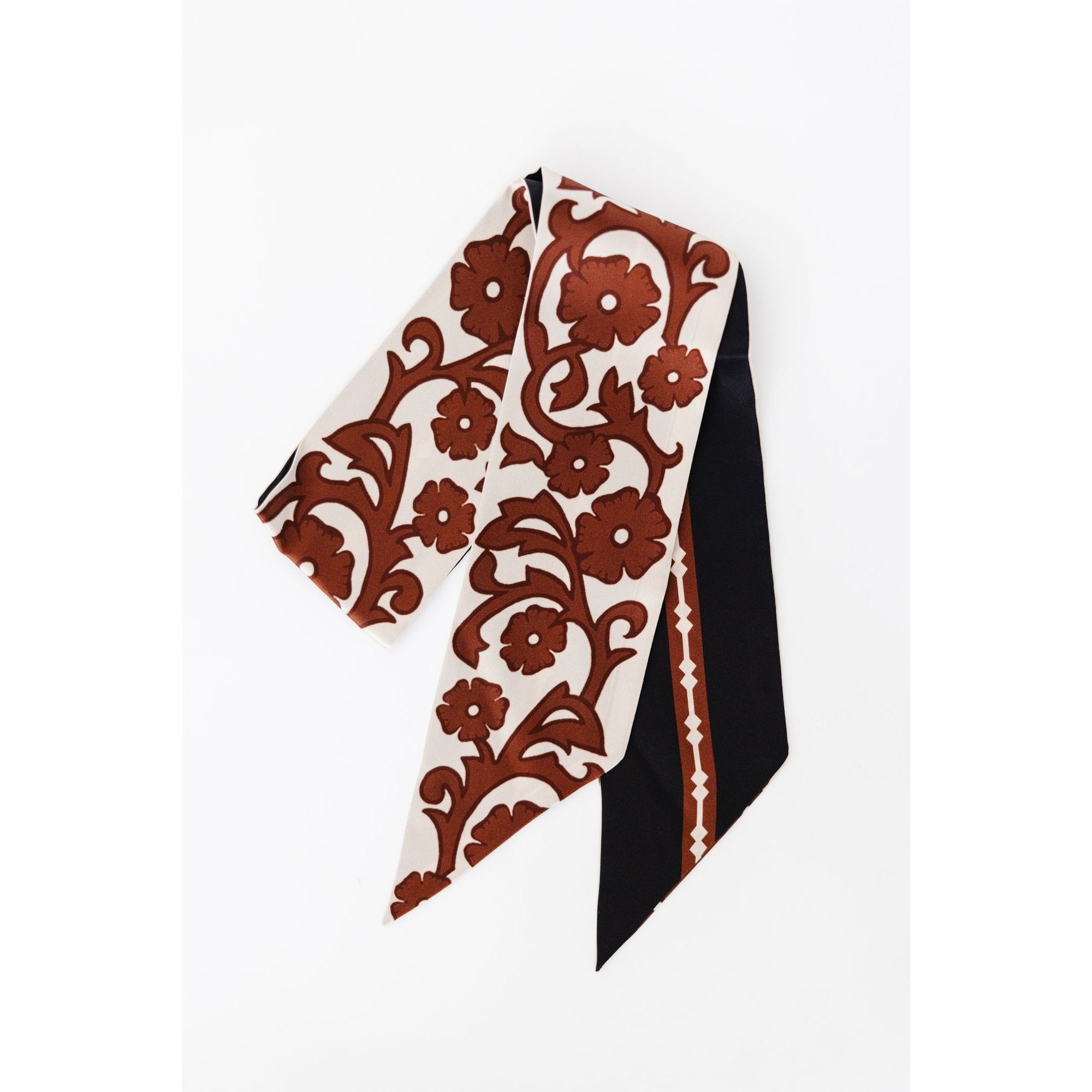 Western Floral Black and Brown Silky