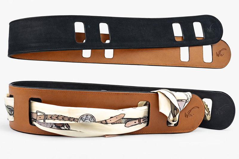 Wild Silks Reversible Leather Belt — Cognac & Black Suede