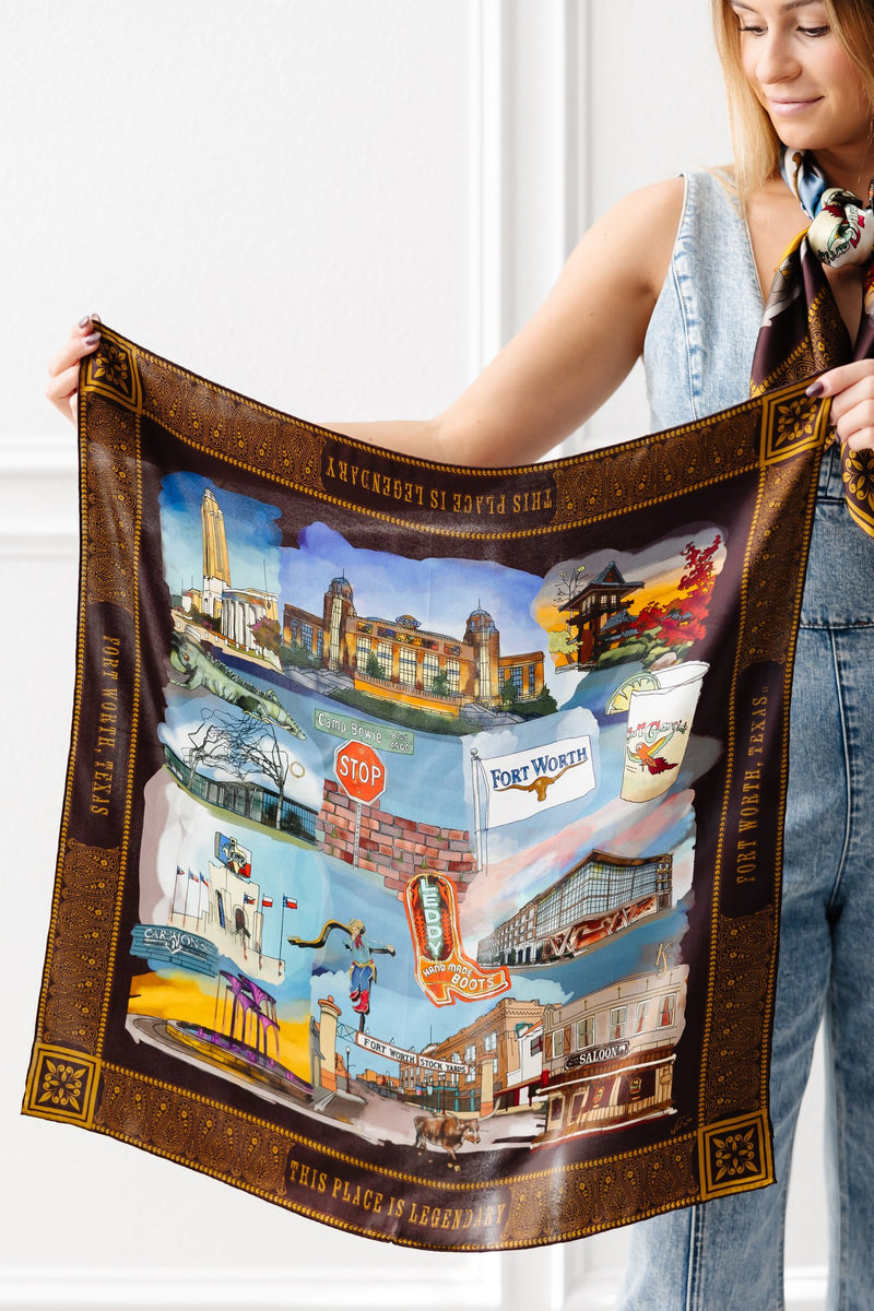 LARGE Fort Worth Sketch Scarf Edition IV BROWN