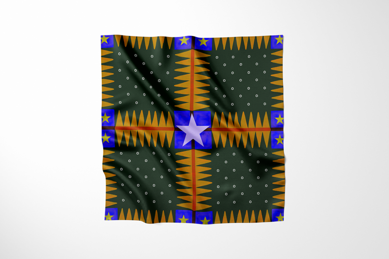 Frontier Star — Medium Silk Scarf (Midnight Range)