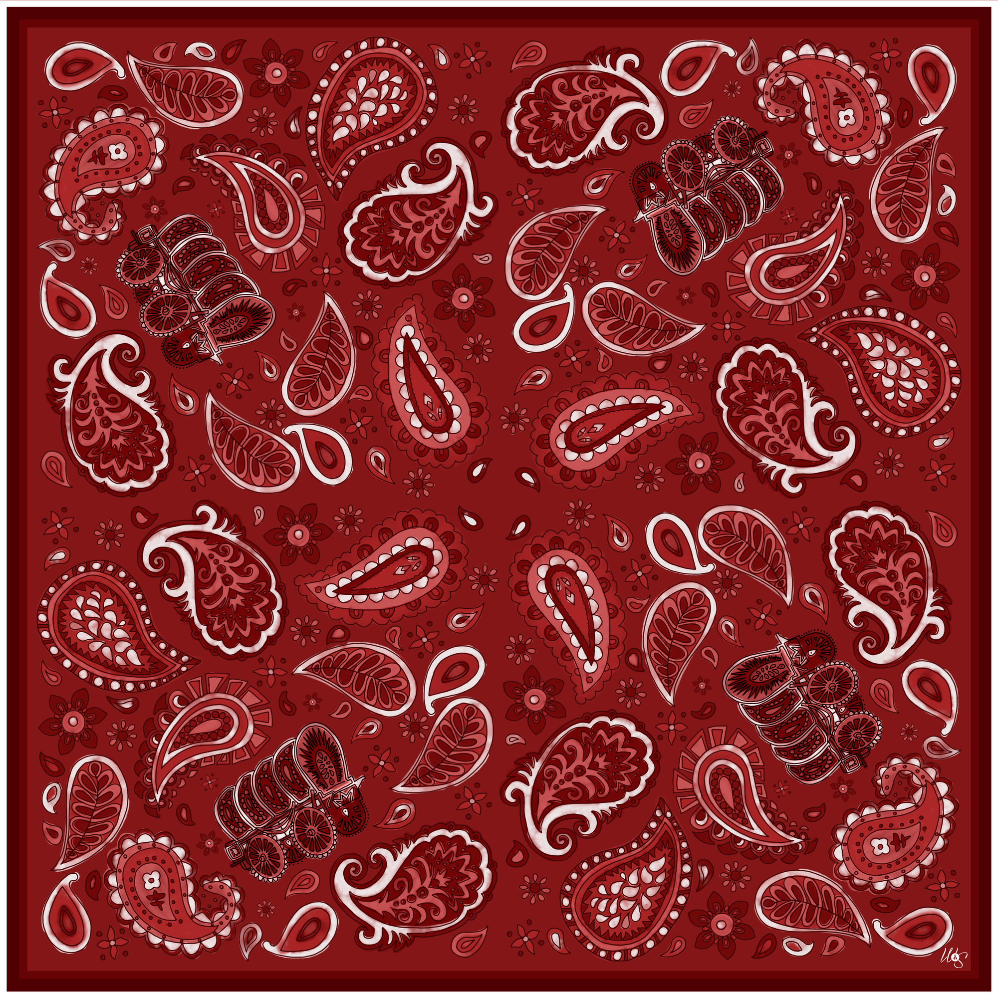 Crimson Cream Paisley Scarf