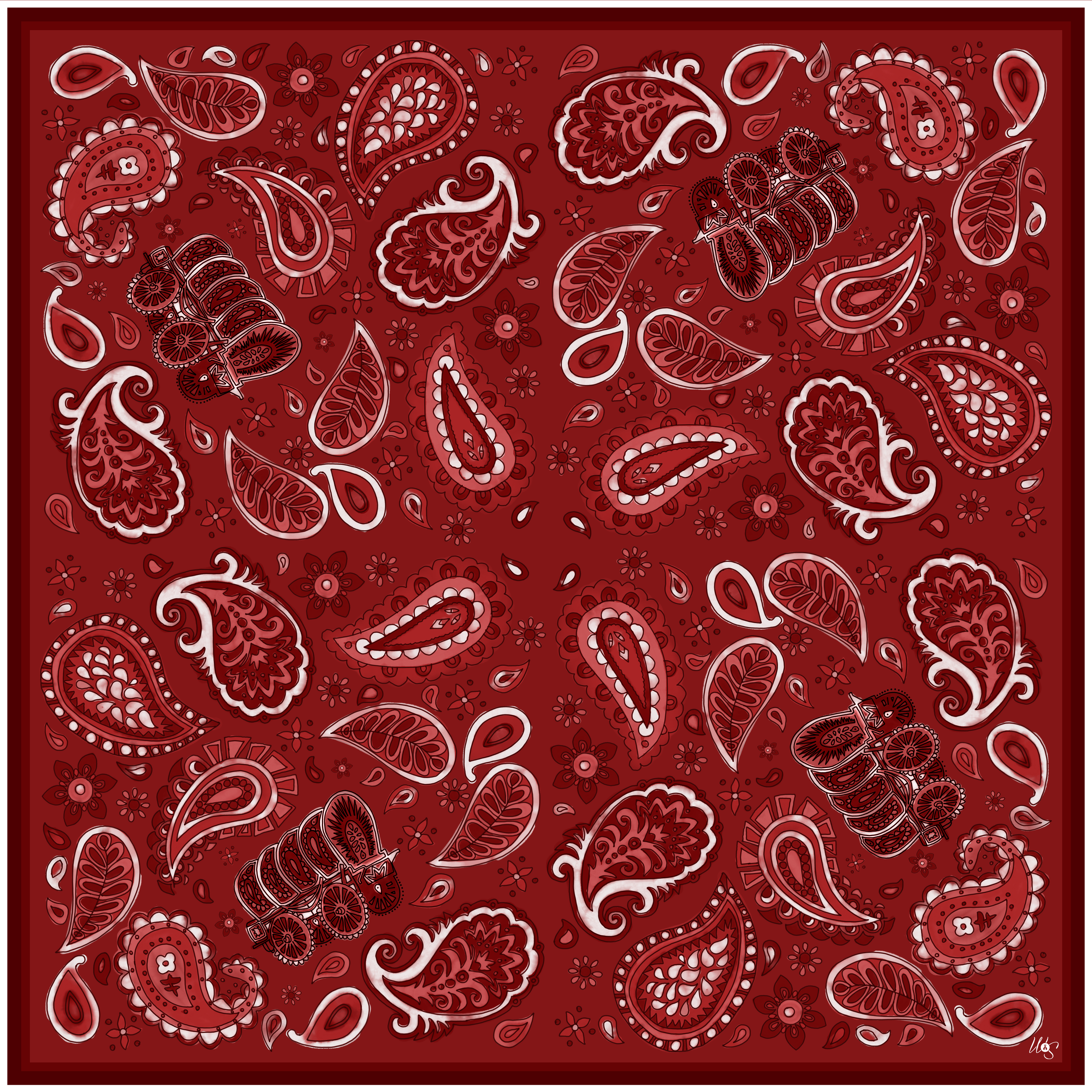 Crimson Cream Paisley Scarf