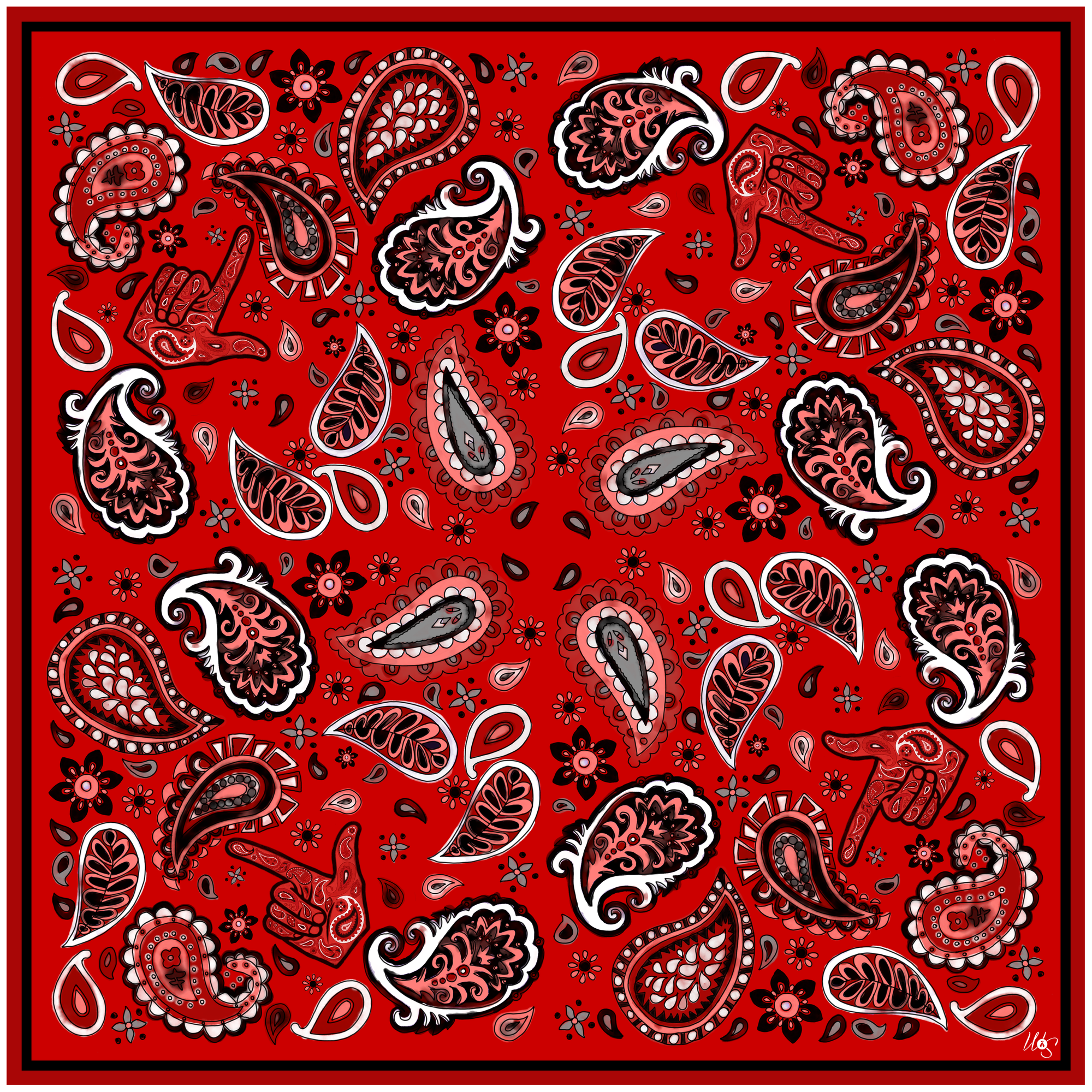 Black Scarlett Paisley Pocket Square