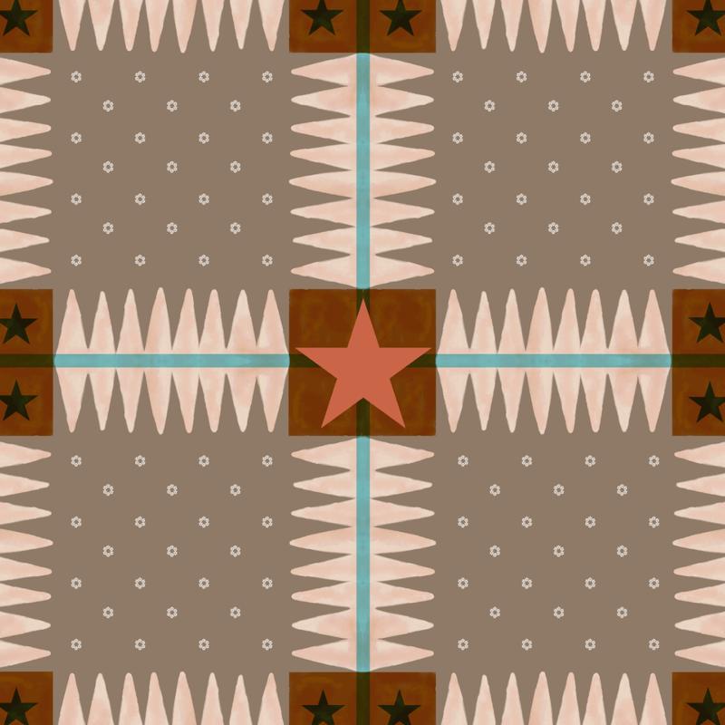 Frontier Star — Medium Silk Scarf (Saddle Dust)
